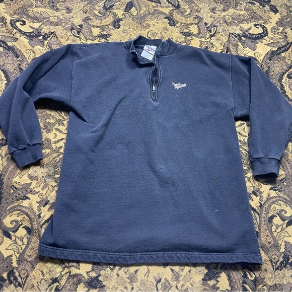Reebok Other - Vtg Reebok Sweatshirt 1/4 Zip Black Sweater Mens Size L‎